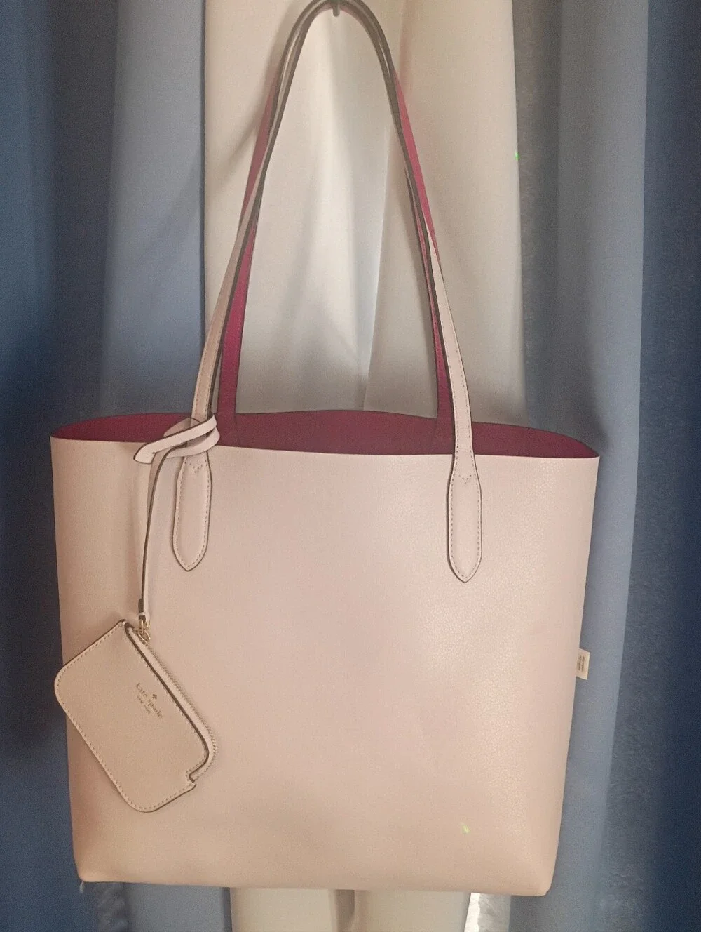 kate spade Reversible Fuchsia and White Tote with Cardholder NWOT